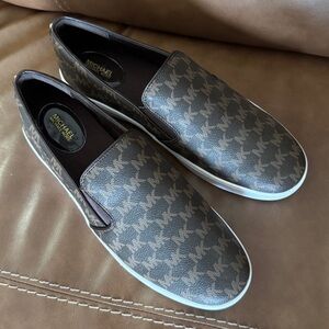 Michael Kors Brown withTan MK Patterned Slip-On Loafers Size 11m womens